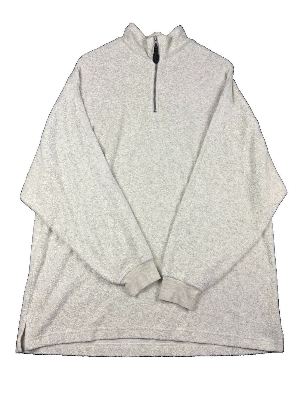 Insider Pullover Men’s L Ivory Sherpa Fleece Quarter Zip Mock Neck Cozy Y2K